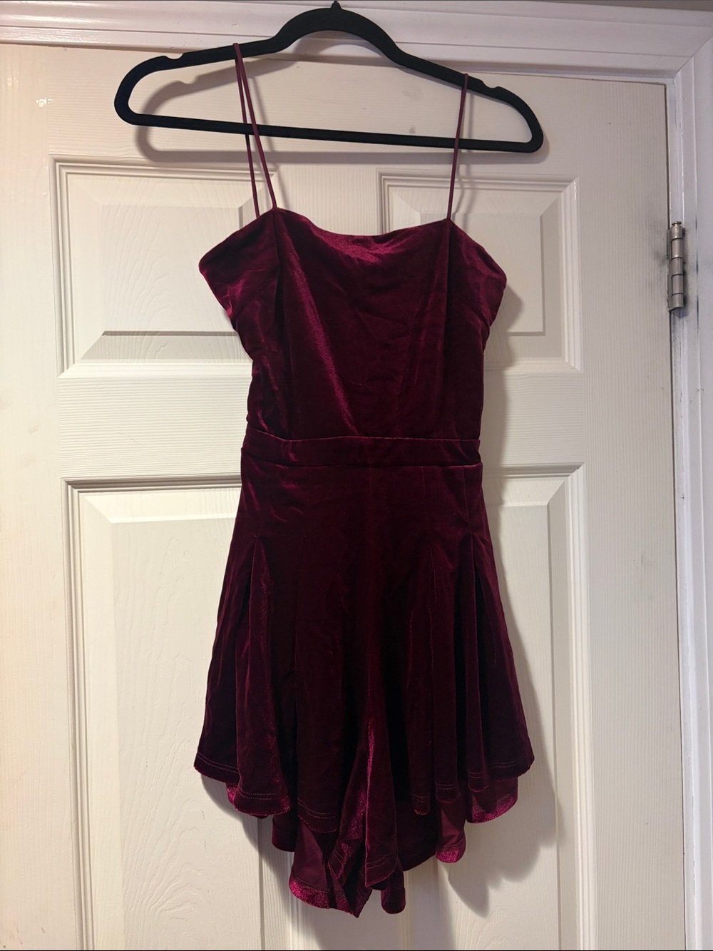 Lucy in the Sky Deep Wine Velvet Romper - Picture 3 of 5